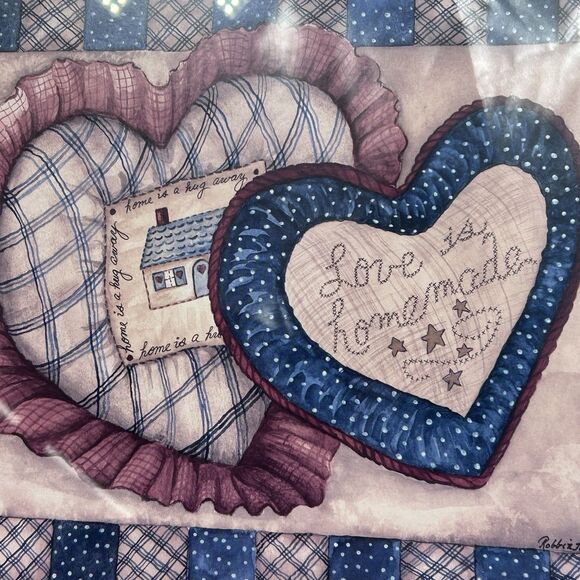 Vtg Homco Home Interiors Love Is Homemade Picture Hearts Robbin Allen Quilt - Picture 3 of 14